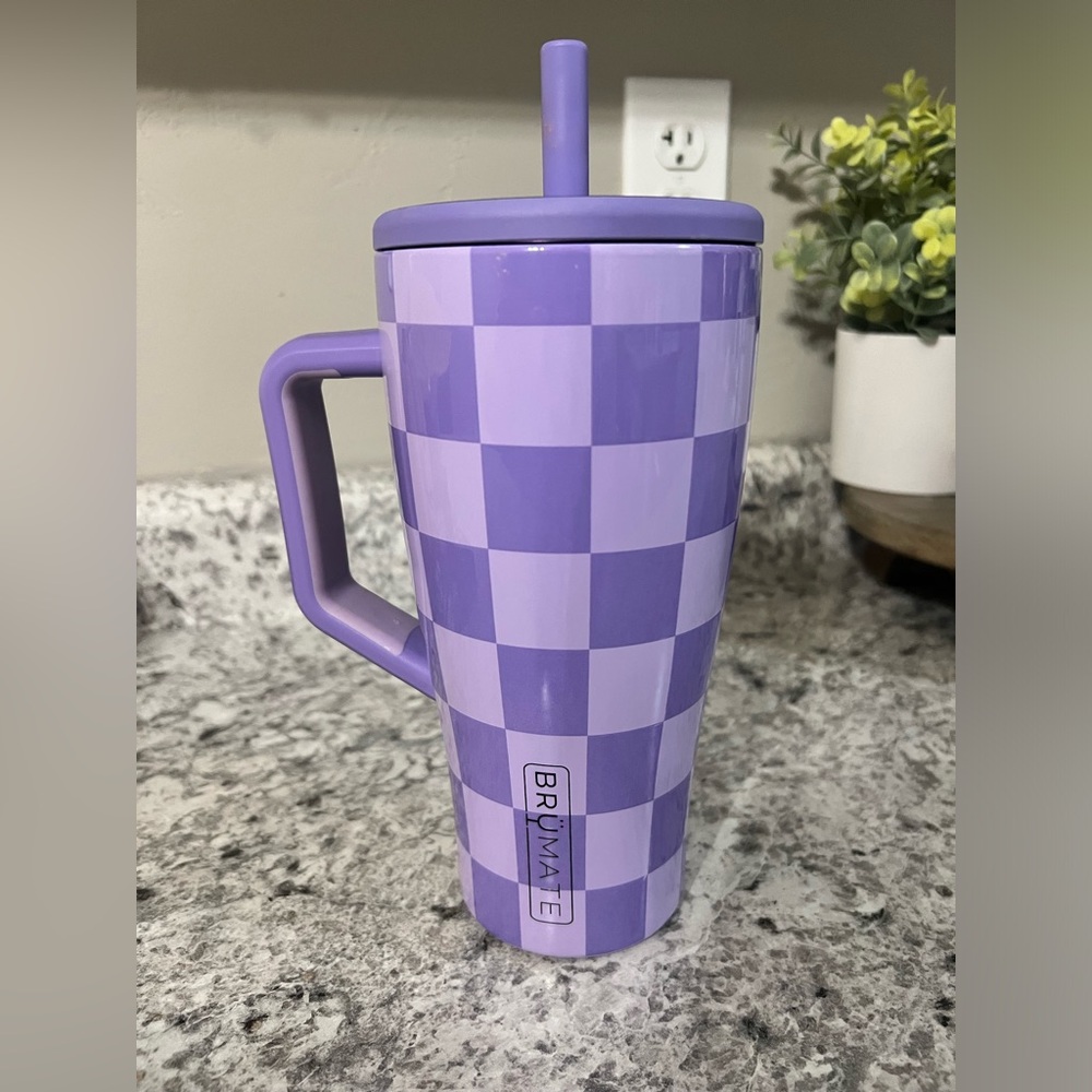 Limited edition Krista Horton Purple Checkered Brumate 30oz tumbler